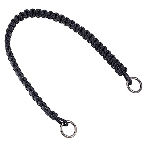 Image of WADORN Leather Braided Purse Handle, 25 Inch PU Leather Braided Handbag Bag Strap Replacement Short Bucket Bag Strap with Round Ring for Neonoe Hobo Bag Multi Pochette Crochet Bag Tote, Black