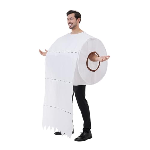 Costume d'Halloween pour couple, parodie, papier toilette, cosplay, maquillage, danse, spectacle, costume, blanc, Taille unique