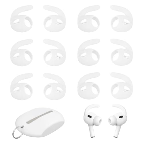 4 Pairs of Ear Hooks for AirPods Pro 2, Ear Phone Hook Covers Anti-Slip Silicone with Storage Pouch for Exercise, Running, Sports, and Workouts, Comfortable Durable Accessories for AirPods Pro 2nd Gen