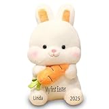 Personalized My First Easter Gift Bunny Customized Name Text Gift for Kids Children Stuffed Animal Rabbit Plush Happy Easter Bunny Basket Decoration