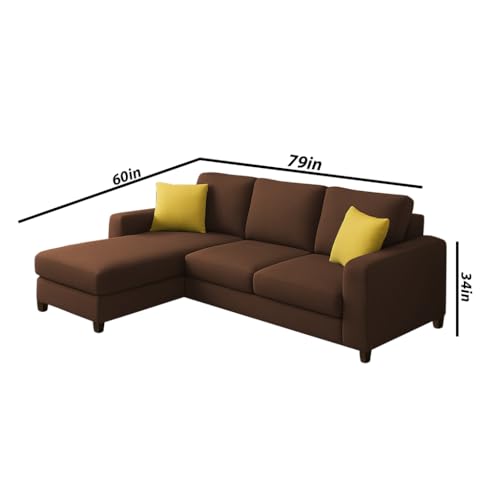 Image of Casaliving Rolando 4 Seater L Shape Sofa Set with 2 Puffy for Living Room (Brown) Left Side Sofa Set for Living Room | Hall| Office Room