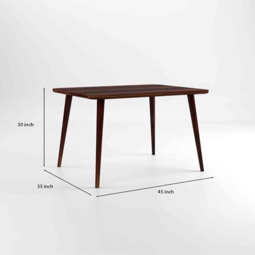 Image of WOODLAB Solid Sheesham Wood 4 Seater Dining Table Set | Wooden Four Seater Dining Table with Cushioned Cane Back Chairs Furniture for Living Room, Home, Hotel & Restaurants (Natural Finish)