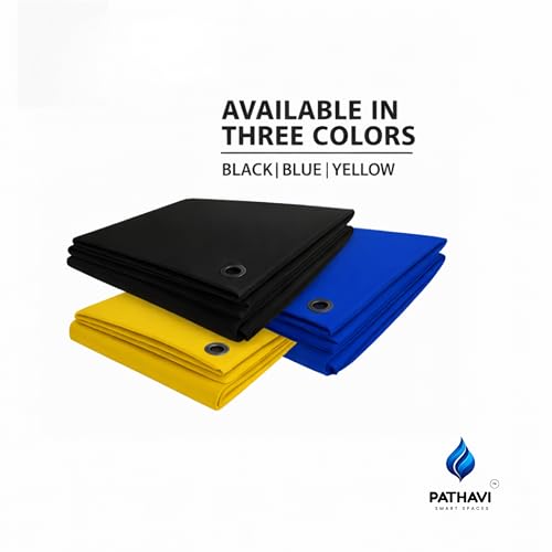 Image of Premium 9x6ft Yellow Tarpaulin, Thadika, 120 GSM Virgin Tharpai Sheet, Heavy Duty Waterproof Tadpatri Cover with Reinforced Eyelets & UV Protection, Ideal for Trucks, Farms, HomeUse, 1 Sheet