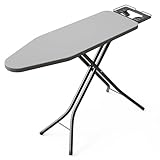 BEWISHOME Foldable Ironing Board, Compact Ironing Boards with 7 Adjustable Heights and Safety Iron Rest, Heavy Sturdy Metal Frame Legs Iron Stand, for Laundry Room 43' X 13' Black KYB01B
