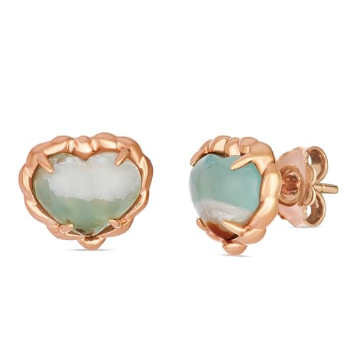 Le Vian 3.60 Carat Aquaprase Heart Stud Earrings for Women | Rose or Yellow Gold Plated 925 Sterling Silver Earrings for Her I Delicate Elegant Design I Push Back Studs