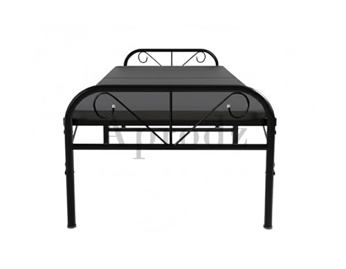 Image of APRODZ Metal Folding Bed Single Bed for Sleeping Double Foam Mattress | No Assembly Required |Powder Coated Bed with Headboard for Sleeping /Guests /Rented Apartments /Bedroom (2.5ft x 6ft Black)