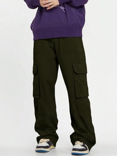 Image of GRECIILOOKS Men's Regular Fit Low Rise Cargos Trousers | Baggy Cargo Pants for Man | Loose Fit | Treck Pent with Multiple Pockets (Available in Plus Size)
