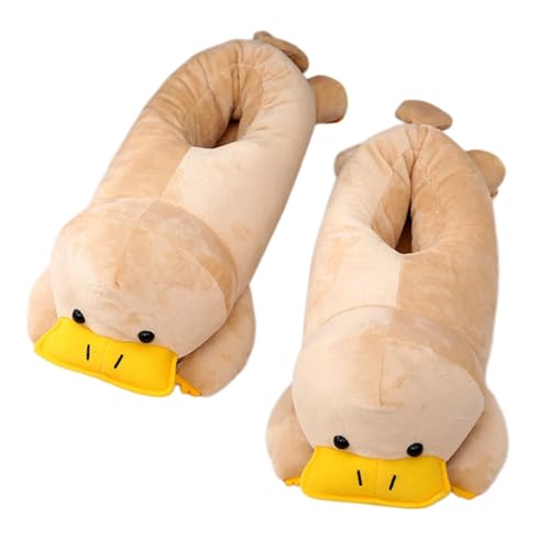 SVMOI Unique Little Duck Platypus Plush Slippers Fuzzy Warm Winter Wear Soft Animal Stuff Slippers Fluffy Home Shoes (Arms,One Size)