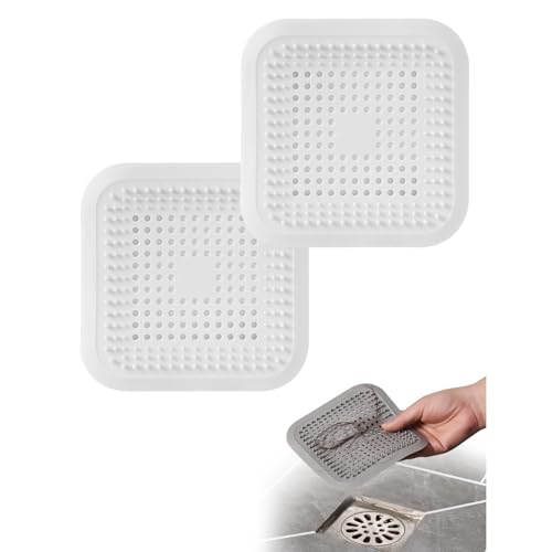 Drain Hair Catcher, Bathtub Drain Stopper, Shower Drain Hair Catcher, Shower Hair Drain Catcher, Easy to Install Suit for Bathroom,Bathtub,Kitchen 2 Pack (White)