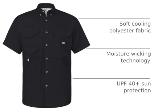 Image of Alimens & Gentle Short Sleeve Fishing Shirt Wicking Fabric Sun Protection Casual Button Down Shirts