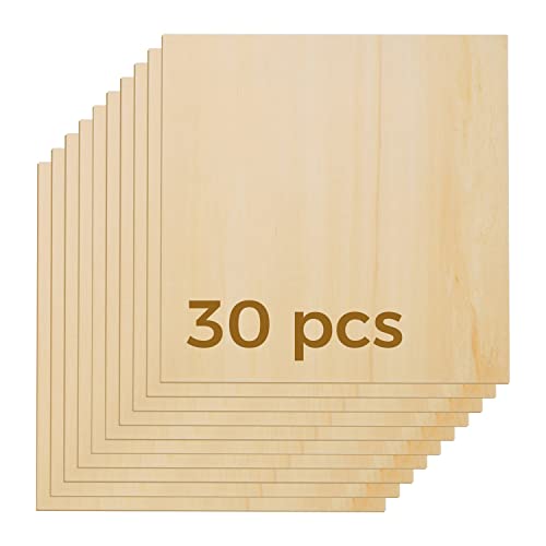 OUYZGIA 30 Stück Sperrholz 3 mm Lindenholzplatten 30 x 400 x 3 mm, unlackierte Holzplatte zum Laserschneiden Gravieren DIY (400 x 400 x 3 mm, 30 Stück) Cover