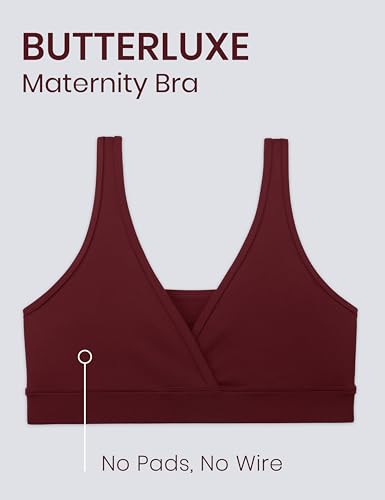 Image of CRZ YOGA Maternity V Neck Nursing Bras | Butterluxe, Doubled Lined, Light Support, Non Padded, Yoga, Extremely Soft, U Back, Wide Straps, Pregnancy and Postpartum