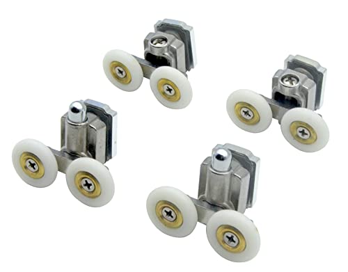 KEABATH 4pcs Solid zinc alloy Shower glass door roller shower twin door wheels runner pulleys 23mm diameter wheels for Shower enclosure shower room shower screen door rollers replacement