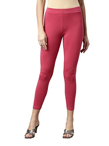 Image of GO COLORS Soft Cotton Stretch Cropped Leggings for Women | Breathable, Mid Rise