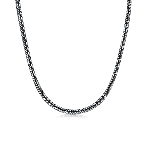 925 Sterling Silver Franco Chain 2MM 3MM Foxtail Chain Necklace for Men Women 18, 20, 22, 24, 26 Inch