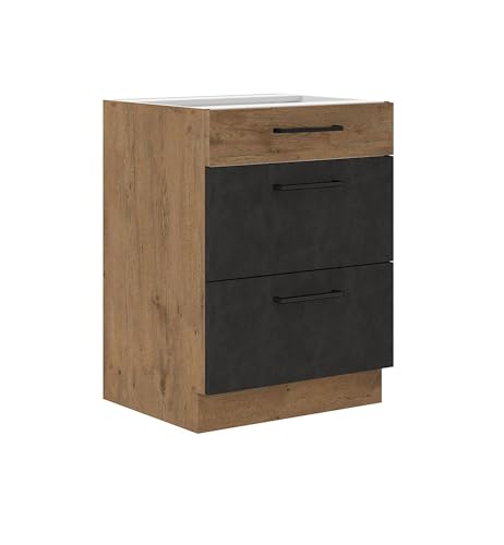 Kuechen-preisbombe Vigo Unterschrank 60 cm Eiche Lancelot Matera Grau Vollauszug Soft-Close Küche Kuechen-preisbombe Vigo Unterschrank 60 cm Eiche Lancelot Matera Grau Vollauszug Soft-Close Küche
