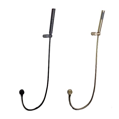 Douchette ronde en laiton or brossé chic avec support mural et flexible de douche design