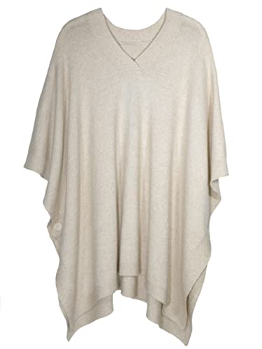 Modena Women's ExtraSoft Fine Knit Pullover Poncho. Sleeveless, Open Sides. V Neck Easy On and Off.