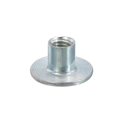 uxcell M5 T-Nuts, 24pcs Carbon Steel Tee Nut Round Base Weld Nuts 8mm Height Through Hole Flange Insert Female Thread Plate Nuts