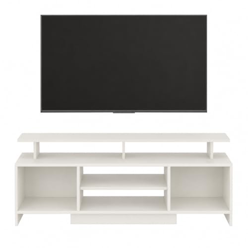 Image of FURNEASER Kashvi Floor Standing TV Unit for Living Room | Modern Engineered Wood TV Cabinet with Open Storage Shelves | Entertainment Center for Upto 55 Inch TV
