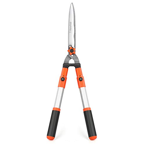 T-Newtop Professional Adjustable Hedge Shears, Longest 34.6in Garden Pruning Hand Hedge Trimmers, Grass Clippers Shears, with SK-5 Steel Wavy Blade, for Trimming Borders, Boxwood, and Bushes