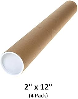Mailing Tubes with Caps, 2 inch x 12 inch (4 Pack) | MagicWater