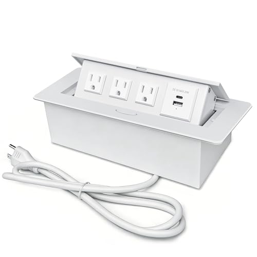 La Mejor Lista de Salas de conferencia del mes. 45 Power Hub para mesa de conferencias PD20W USB-C de carga rápida con caja de conexión de 3AC para sala de conferencias encimera de cocina, color blanco
