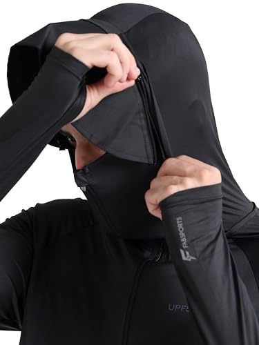Image of FABSPORTS Men's UPF 50+ Sun Protection Jacket - Lightweight, Full Zip Summer Hoodie with Detachable Hood, Quick-Dry Fabric & Pockets, Ideal for Outdoor Use