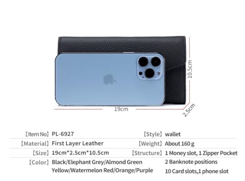 Womens Luxury Genuine Leather Large-Capacity Long Wallet, Can Accommodate Mobile Phone, Yellow, One Size2