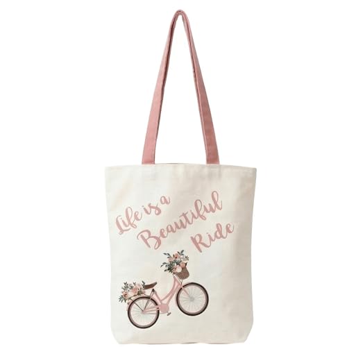 Image of Canvas Tote Bag with Zipper for Women| Inside Pocket | Cotton College Shoulder Bag | Stylish Travel Sling & Handbag for Daily Use | Cotton Canvas Fabric
