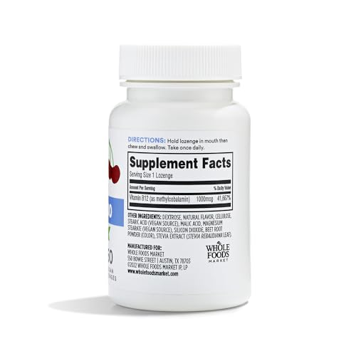 Whole Foods Market, Methyl B-12 Lozenges 1000mcg, Cherry Flavor, 60 ct (Pack of 2) - image 2