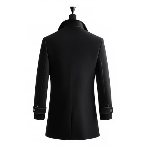 Mens Black Classic Wormth Breathable Overcoat Hip-Length Jacket Versatile Modern Winter Wool Coat2