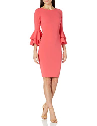 Calvin Klein Women's Tiered Bell Sleeve Dress, Watermelon, 2