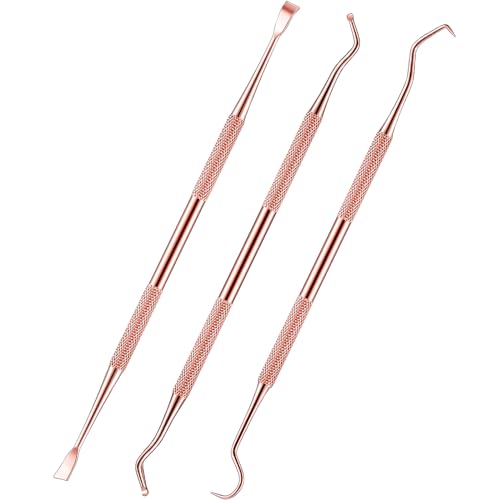 3 Pieces Dog Dental Tooth Scaler and Scraper Stainless Double Headed Tarter Removing Tool Scraper Pet Teeth Cleaning Tools for Dog and Cat (Rose Gold)