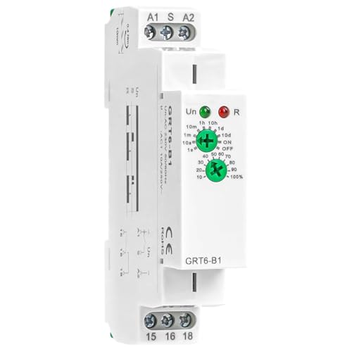 Image of Jadeshay GRT6-B1 Time Relay DIN Rail Mounted Electronic Delay Time Relay AC 230V 0.1s-10 Days Knob Control 1SPDT 35mm DIN Rail Mount for Industrial Equipment and Lighting Control