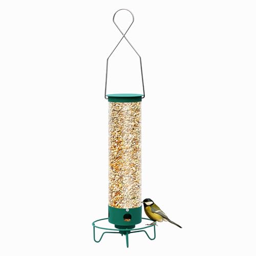GASDBYUB Metal Outdoor Hanging Bird Squirrel Proof Feeder Equipped with Anti Squirrel Rotating Perch Ring Device of Tube Bird Feeders On Garden Terraces