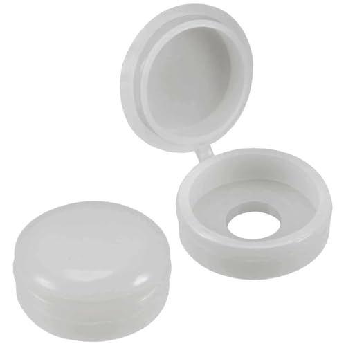 Merriway BH01144 (50 Pcs) White Plastic Screw Cup and Covers to Fit No. 6 & No. 8 Screws - Pack of 50 Pieces