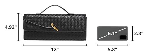 Image of JYG Woven Handbag for Women Fashion Evening Shoulder Bag PU Leather Handmade Clutch Purse Casual Crossbody Bags