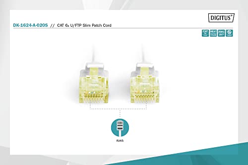 Digitus CAT 6A U-FTP Slim Patch Cable, Cu, LSZH AWG 28/7, Length 2 m, Colour Grey
