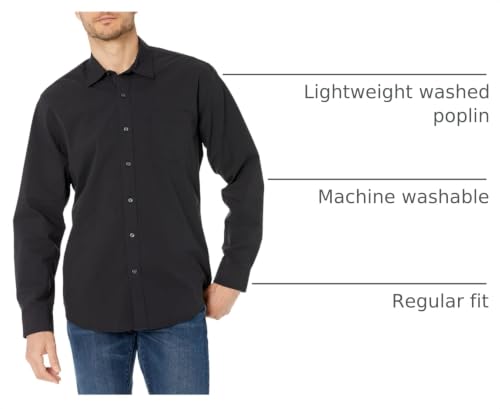 Image of Amazon Essentials Men's Regular-Fit Long-Sleeve Casual Poplin Shirt, Button Front, Business Casual, Collared
