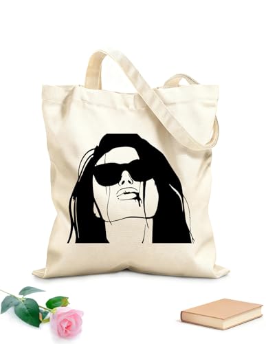 XIARON Bolsa de compras reutilizable Chica atractiva con gafas de sol Genial Súper atractiva Chica Mujer Tela de 340g/m² de grosor Bolsa para dibujar S Negro