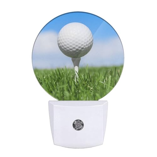 Image of EKOBLA Golf Ball Night Light, Golf Course Grassland Night Lights Plug Into Wall with Auto Sensor for Bedroom and Bathroom