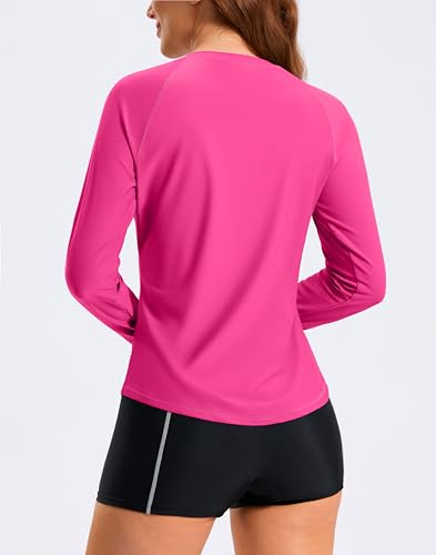 Viodia Womens Swim Shirt UPF50+ Rash Guard Long Sleeve Swimsuit Top Sun Protection Shirts Bathing Suit with Zipper Jujube Red 2XL — view 2