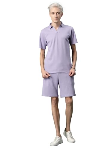 Image of Rigo Cotton Blend Waffle Knit Self Textured Co-Ord Set For Men's|Night Suit Set|Lounge-Wear Pajama Set|Night Wear, Beach Wear, Vacation Wear