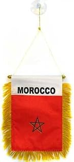 AZ FLAG Morocco mini Banner 6'' x 4'' - Moroccan PENNANT 15 x 10 cm - mini Banners 4x6 inch suction cup hanger