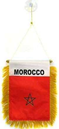 AZ FLAG Morocco mini Banner 6'' x 4'' - Moroccan PENNANT 15 x 10 cm - mini Banners 4x6 inch suction cup hanger