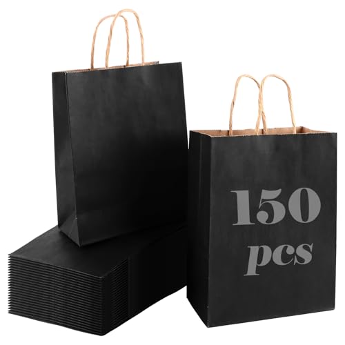 LDXDRU 150 Stück 15 x 21 x 8 cm Papiertüten mit Henkel, Klein...