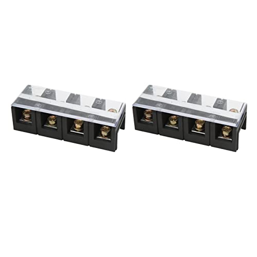 Generic Bornier à Courant Fort à Double Rangée 60A 600V avec Couvercle de Protection, Facile à Câbler pour le Système de Distribution D'énergie, 2 Pièces (4 postes (604))