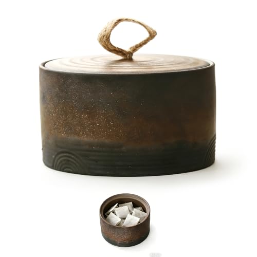 HPZIHYNAP Vintage Ceramic Containers with Lids, Multi-Purpose Tea Jars &