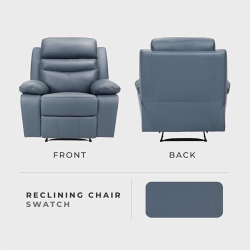 Sillón reclinable manual piel azul moderno miniatura 5